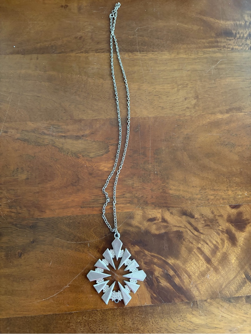 Vintage Geometric Silver-Tone Statement Pendant Necklace